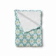 thumbnail image 2 of Daisy Soft Flannel Fleece Throw Blanket, Repeating Floral Pattern with Chamomile Flowers and Dots, Cozy Plush for Indoor and Outdoor Use, 50" x 60", Seafoam Mustard, by Ambesonne, 2 of 6