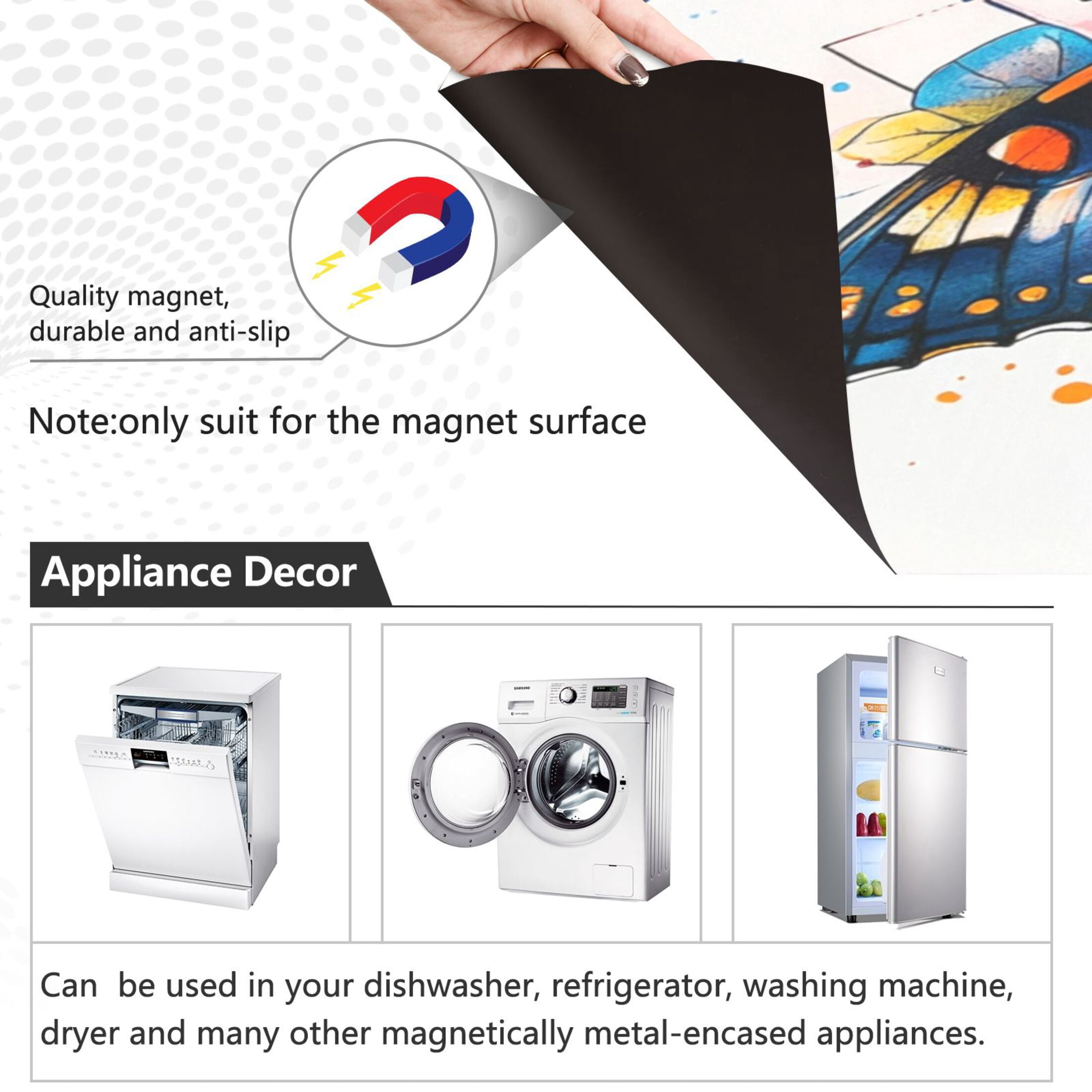 Dishwasher Magnetic Sticker 23x26 Inch Refrigerator Magnetic Sticker Washing Machine Magnetic Sticker Kitchen Panel Magnetic Sticker Home Decor Beautiful Colored Butterflies