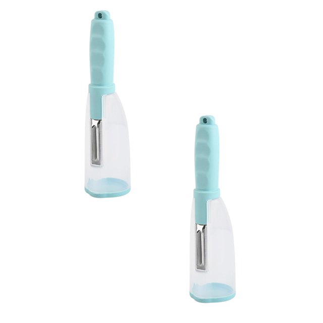 Oleegame 2PC Vegetable Peeler Stainless Steel Melon And Fruit Planer Vegetable And Fruit Peeler Storage Type Melon Planer Peeler Household Kitchen Potato Fruit And Melon Peeler Blue