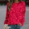 thumbnail image 2 of Chemises à Manches Longues pour Femmes de la Saint-Valentin, Décontractées, Surdimensionnées, Col Rond, Imprimées, Légères, Vêtements d'Automne, 2 of 4