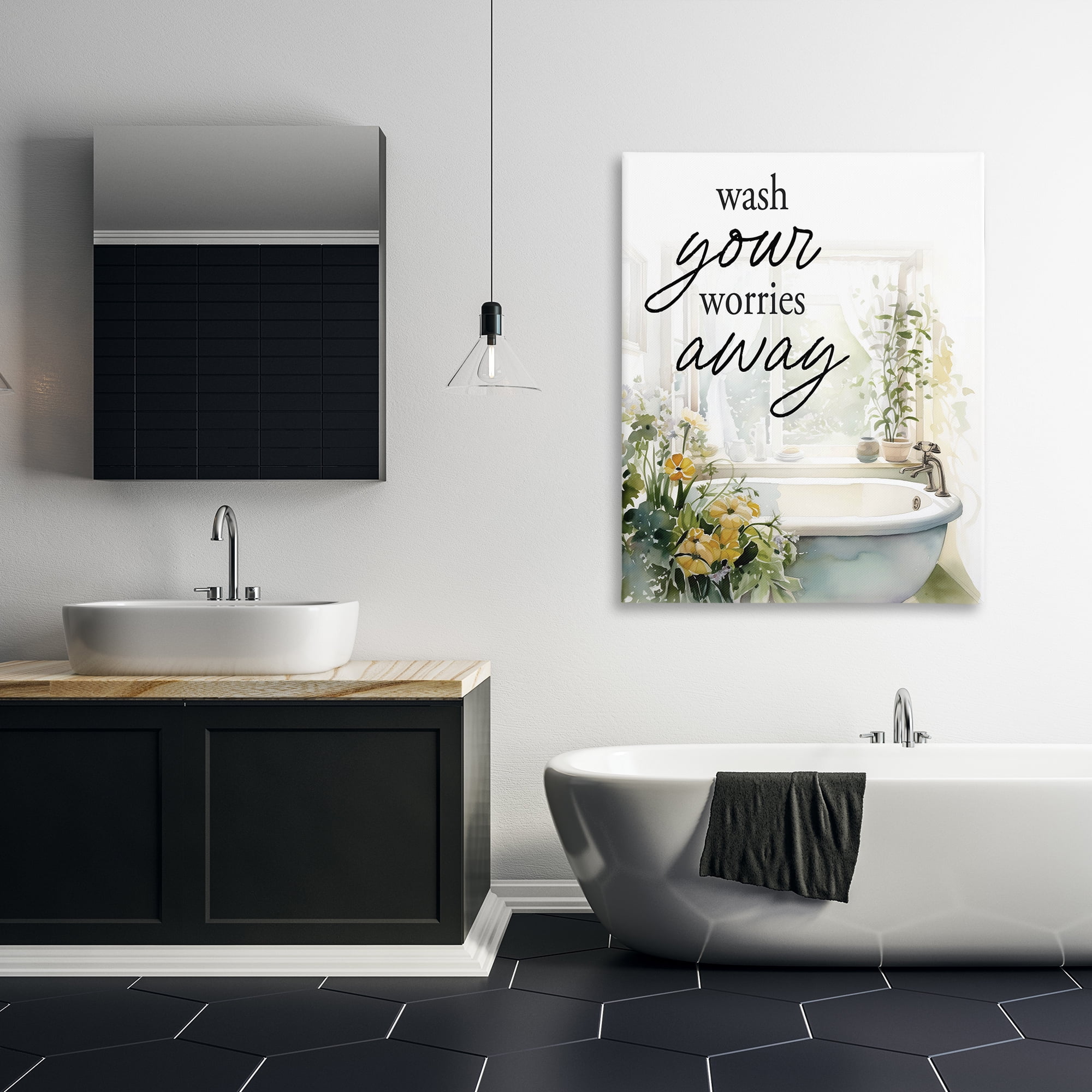 Wash Worries Away Sunlit Bath Canvas Wall Art, design by Lettered and Lined