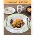 thumbnail image 3 of 13 Inch Round Placemats Set of 6, Happy Easter Bunny Non Slip Heat Insulation PP Table Mats, Rabbit Butterfly Spring Flowers Green Washable Place Mats for Kitchen Dining Party Table Decor, 3 of 7
