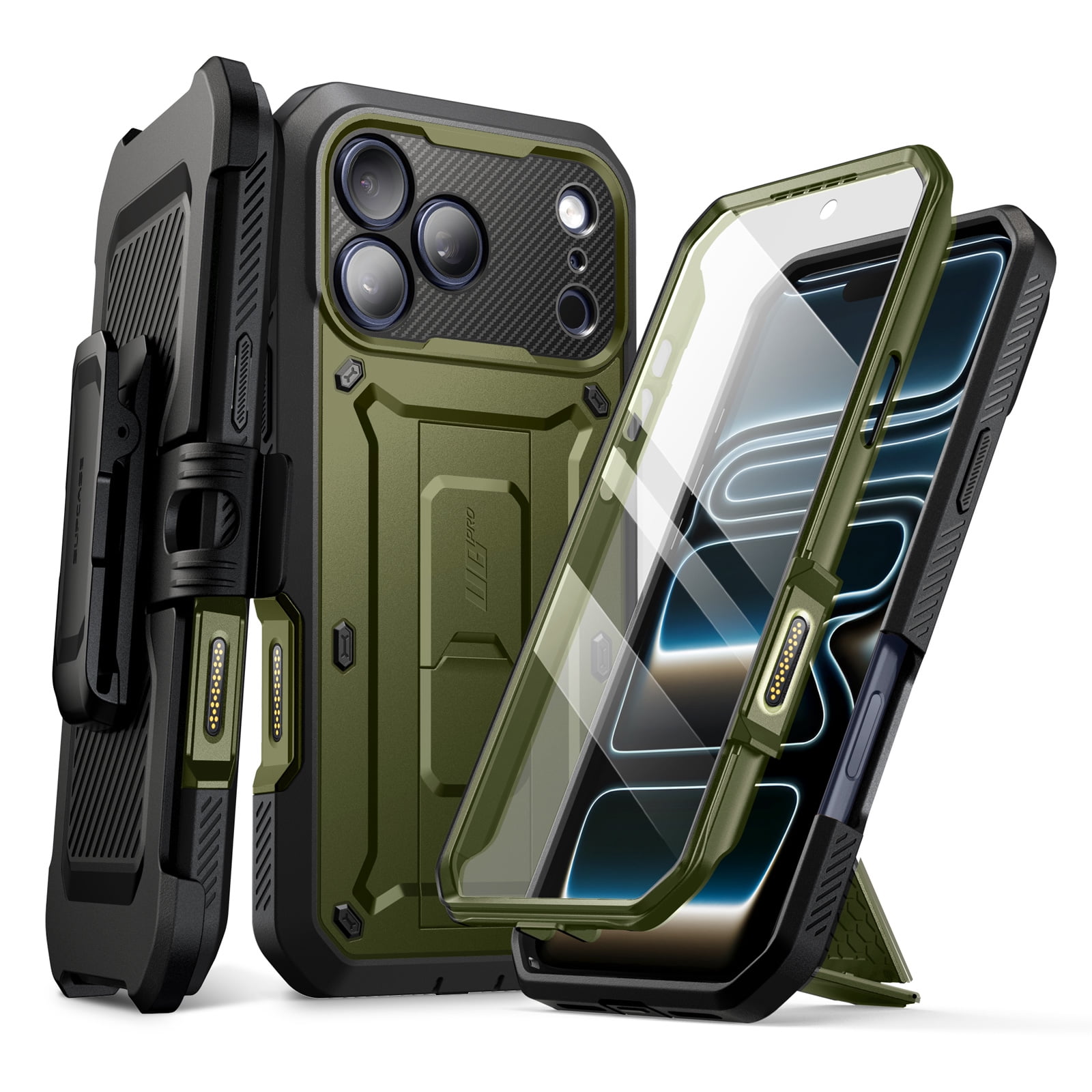 SUPCASE Unicorn Beetle Pro Series for iPhone 17 Pro Max Case with Kickstand & Screen Protector, Built-in Camera Control Button, Detachable Belt Clip, Military-Grade Protection, Heavy Duty Phone Case