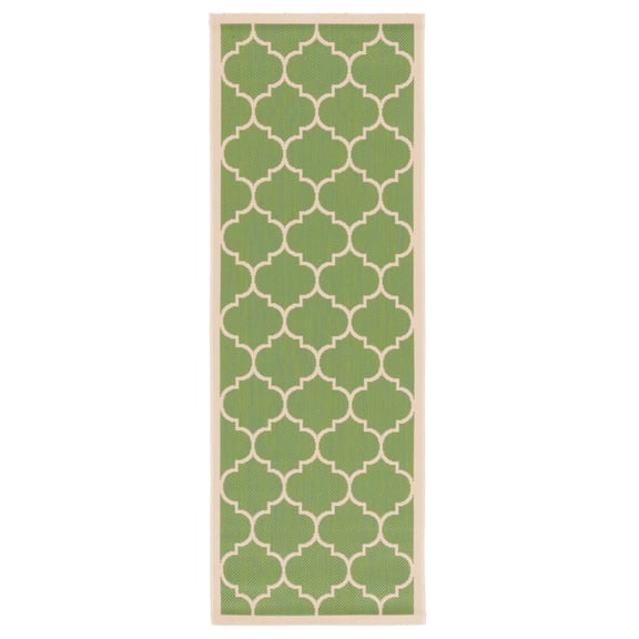 Safavieh Courtyard Alyssa Geometric Indoor/Outdoor Runner Rug, Green/Beige, 2'3" x 6'7"