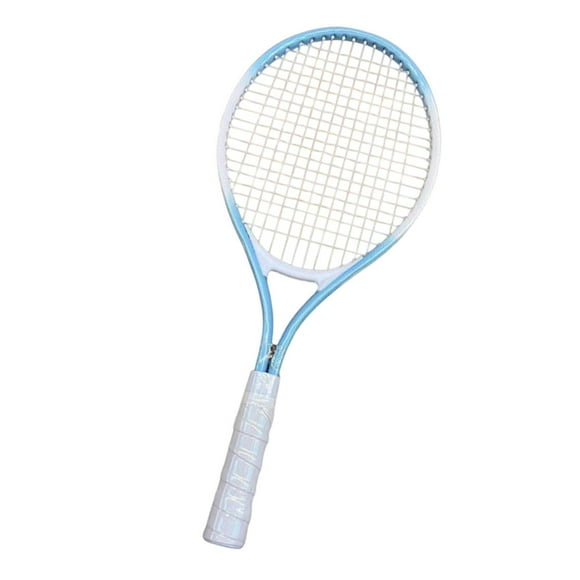 Almencla Tennis Racket Nonslip Grip High Strength Nylon Strings for Park Beach Garden Blue White