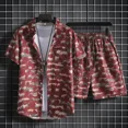 thumbnail image 2 of Conjuntos de hombre Camisas blancas de playa Conjunto coreano de dos piezas Camisetas Pantalones cortos Trajes para hombres Estilo 2024 Ropa 2025 Nuevo en camiseta holgada y holgada, 2 of 5