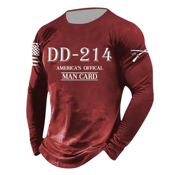 BdTemWBs Men's Dd_214 American_Flag Printed Long sleeve T-Shirt Casual Lightweight Crewneck Retro Veteran Day Pullover Veterans Day