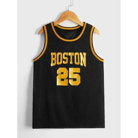 

Boys Letter Graphic Contrast Trim Tank Tops T Shirt S221904X Black 8Y(50IN)