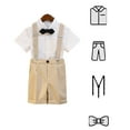thumbnail image 2 of LYMAYTER Baby Toddler Boys Formal Suit Set for 1-15Y Short Sleeve Shirt Suspenders Bowtie Beach Wedding‌, 2 of 8