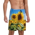 thumbnail image 2 of Gaeub Sky Golden Sunflower Field B Print Men's Short Pajama Pants, Sleep Shorts, Household Pants, Casual Pants with Pockets-X-Large, 2 of 6