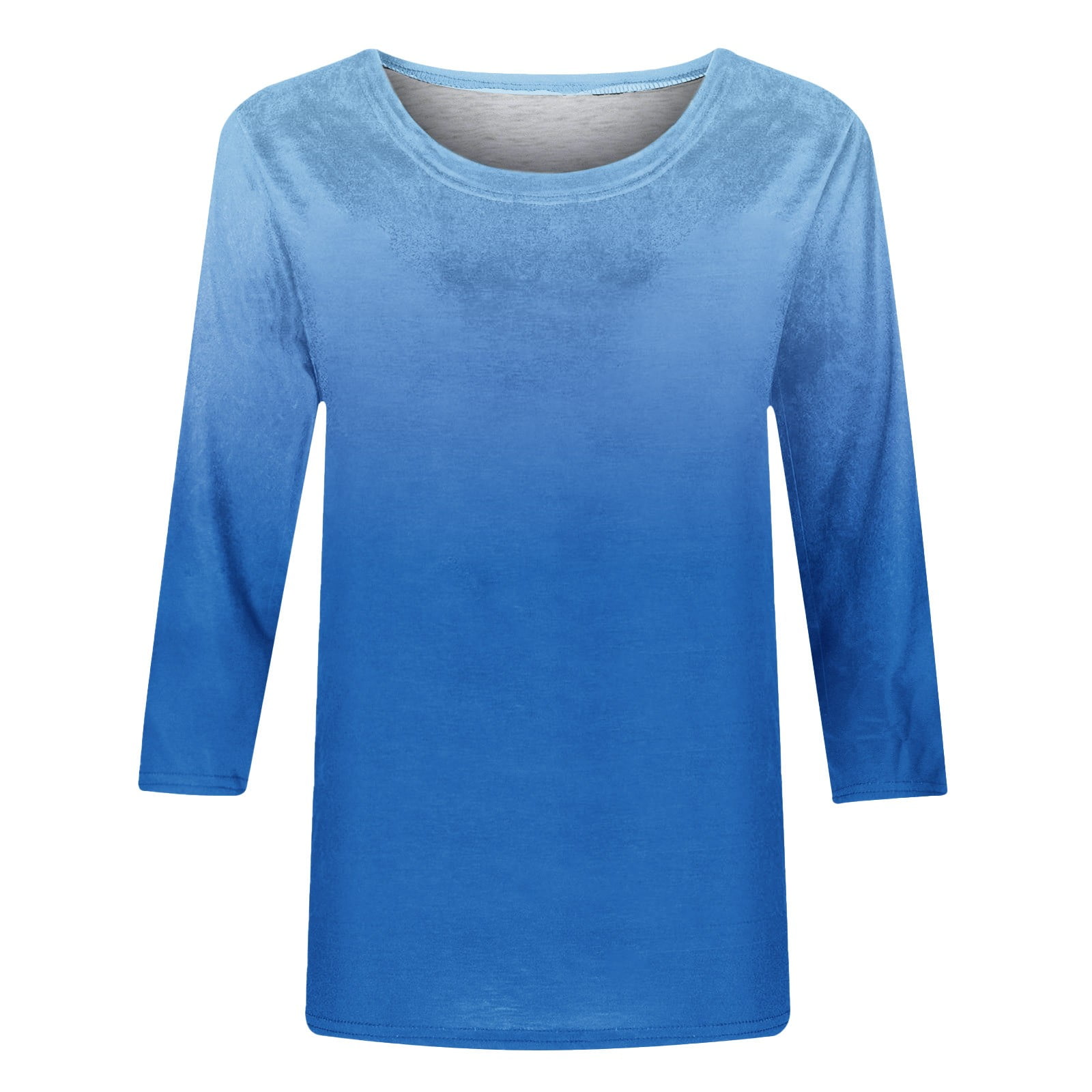 Women Gradient Printed T-Shirts Tops 2024 Summer 3/4 Sleeve Crew Neck Tops Dressy Casual Fashion Tshirts Trendy Loose Fit Tee Shirt Blouse