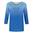 thumbnail image 5 of JGGSPWM Women 3/4 Sleeve Tops Ombre Shirts Summer Trendy Tunic Dressy Casual Tshirts Classic Tees Crewneck Blouse Sky Blue XL, 5 of 5