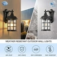 thumbnail image 4 of Outdoor Wall Sconces, Round Exterior Wall Lanterns, 15.5" H Black Outdoor Wall Light Fixtures, Waterproof Outside Wall Mounted Lights with Seeded Glass for Porch Patio Garage, 4 of 6