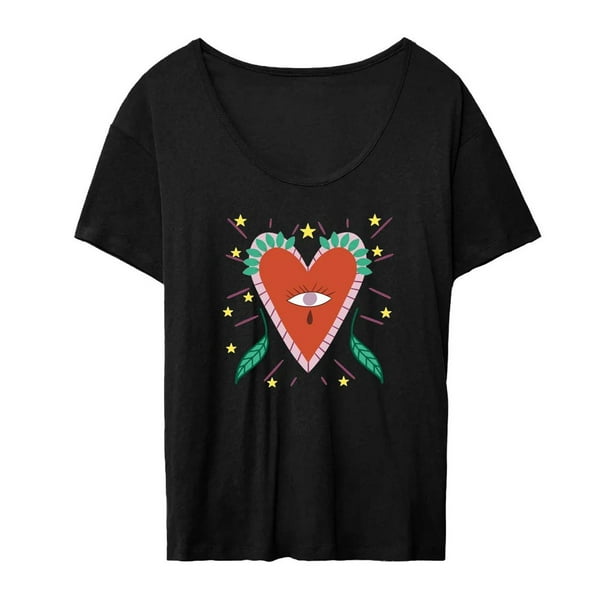 Camiseta Básica para mujer Sunnimix cuello redondo Ajuste holgado