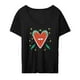 thumbnail image 1 of Camiseta de manga corta para mujer, estilo urbano, holgado, elegante, suave y cómodo, básica, para ir de compras, al trabajo o al trabajo, color negro SG, 1 of 9