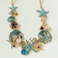 thumbnail image 6 of ievspot  Exaggerated Women Necklace Ocean Theme Starfish Coral Shell Faux Pearl Rhinestone Decor Adjustable Length Lady Vacation Beach Neck Jewelry, 6 of 8