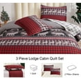 thumbnail image 6 of Green Essen Moose Bear King Quilt Red Black Plaid Bedspread Reversible Cabin Decor, 6 of 8