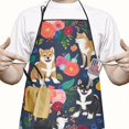 thumbnail image 2 of Shiba Inu and Pioneer Flower Apron-Garden Aprons for Women with Pockets-Cotton Linen Waterproof Kitchen Cooking Gardening Aprons Adjustable for Kitchen,Cooking,BBQ and Salon 33x27 Inch, 2 of 5