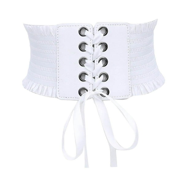 Cinturón Hugo de Elasticidad Ancha con Borlas Blanco