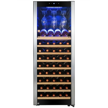 AKDY 56 Bottle Touch Panel Single Zone Wire Shelves Freestanding Compressor Wine