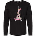 thumbnail image 3 of Inktastic Eiffel Tower in Paris with Flowers and Pink Banner Long Sleeve T-Shirt, 3 of 5