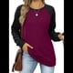 thumbnail image 2 of Sudadera Ligera de Larga con Cuello Redondo y Diseño Raglán con Bloques de Color para Mujer Rosa Roja XL, 2 of 10