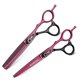 thumbnail image 1 of Juego de tijeras de peluquería de 15 cm (6 pulgadas), tijeras profesionales para cortar y entresacar, color rojo, con cuchillas de precisión., 1 of 5