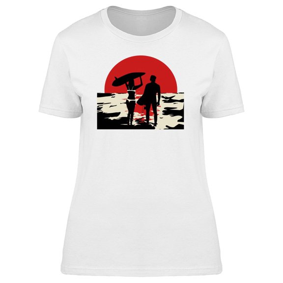 Surfers On Rising Sun Tee Women's -Image by Shutterstock