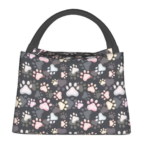 Fotbe Colorful Paws Of Dog Bolsa Térmica Portátil con Estampado, Bolsa de Entrega de Alimentos Aislada, Bolsa Reutilizable de Gran Capacidad para Comidas y Supermercado