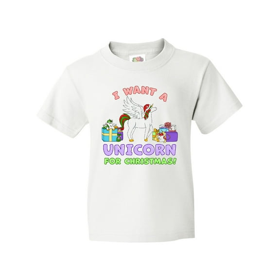 Inktastic I Want a Unicorn for Christmas with Presents Youth T-Shirt