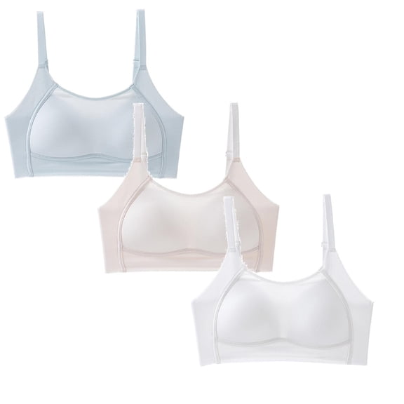 CAIXIA 3 Pack Girls Training Bras Seamless Wireless Bra Lightly Padded Underwear for Teen Girl,14-15 Years