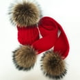 thumbnail image 2 of Women Winter Scarf fur pompom Scarves Thick Warm Headband Lady shawls Wraps Blanket Female hat scarf set, 2 of 5