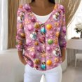 thumbnail image 2 of Women's Fashion Long Sleeve Christmas Snowman Snowflake Print Jacket Cardigan for Holiday Party and Casual Daily Wear,Pink,XL, 2 of 5