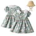 thumbnail image 5 of LYMAYTER Baby Toddler Girls Lapel Dress with Hat Outfits Newborn Short Sleeve Peter Pan Collar Dresses Summer Princess Sundress, 5 of 10