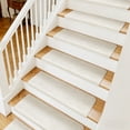 thumbnail image 2 of PURE ERA Self Adhesive Bullnose Stair Treads Set of 14 Ultra Plush Soft Tape Free Skid Resistant Stair Carpet Washable ( Off White 9.5" x 30"x1.2"), 2 of 7