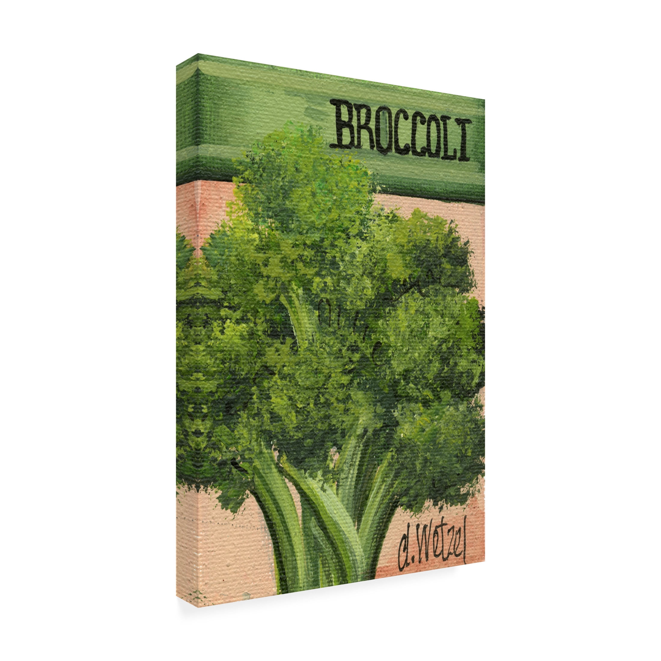 Canvas Wall Art - Debbi Wetzel 'Seed Packets 15 - Broccoli' Wall Art for Living Room, Bedroom, or Office Décor by Trademark Fine Art - 22 x 32 Inches