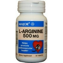 Major L-Arginine 500mg Help Promote Cardiovascular Health Supplement, 50 ct