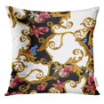 thumbnail image 1 of RYLABLUE Fleurs Colorées et Or Baroque Graphique Antique Coussin Housse de Protection, 1 of 1