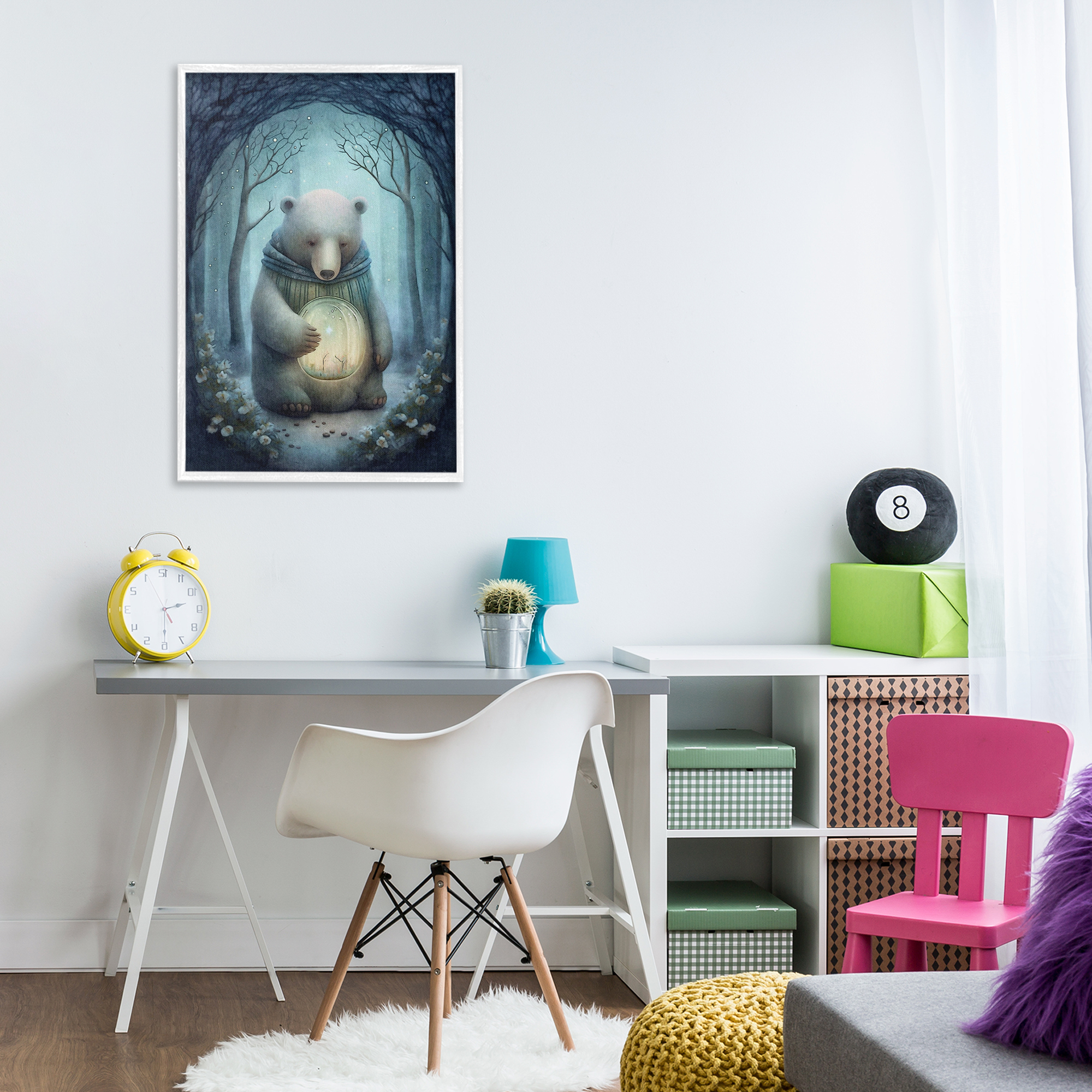 Stupell Industries Mystic Brown Bear Landscape Painting White Framed Art Print Wall Art, 20 x 30