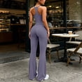 thumbnail image 3 of Lounge Sets for Women Solid Color Sports Tank Tops with Removable Pads and High Waist Flared Yoga Leggings Two Piece Workout Outfit for Gym Yoga, 3 of 9