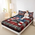 thumbnail image 5 of Feelyou Gamepad Lover Boys Twin Sheet Sets, Rustic Wooden Cabin Twin Fitted Sheet, Retro American Flag Flat Sheet, Ultra Soft Bedroom Decor, 3pcs, 5 of 8