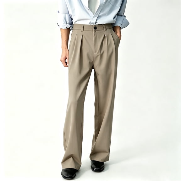 Men's Solid Formal Suit Pants Classic Cuffed Hem Adjustable Stretch Waist S-XL