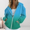 thumbnail image 2 of AJHSAKLt Zip Up Hoodie Women's Fall Jacket Oversized Pocket Sweatshirt Casual Clothing Zipper Track Solid Color Long Sleeve Tops Womens Hoodies Sky Blue, 2 of 5