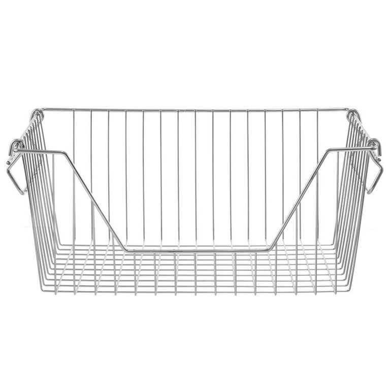 SANNO 14 Large Stackable Baskets Metal Wire Basket, Storage Organizer Bin  Basket with Handles, Open Front for Kitchen Cabinets, Pantry, Closets,  Bedrooms, Bathrooms - Large, 3 Pack 