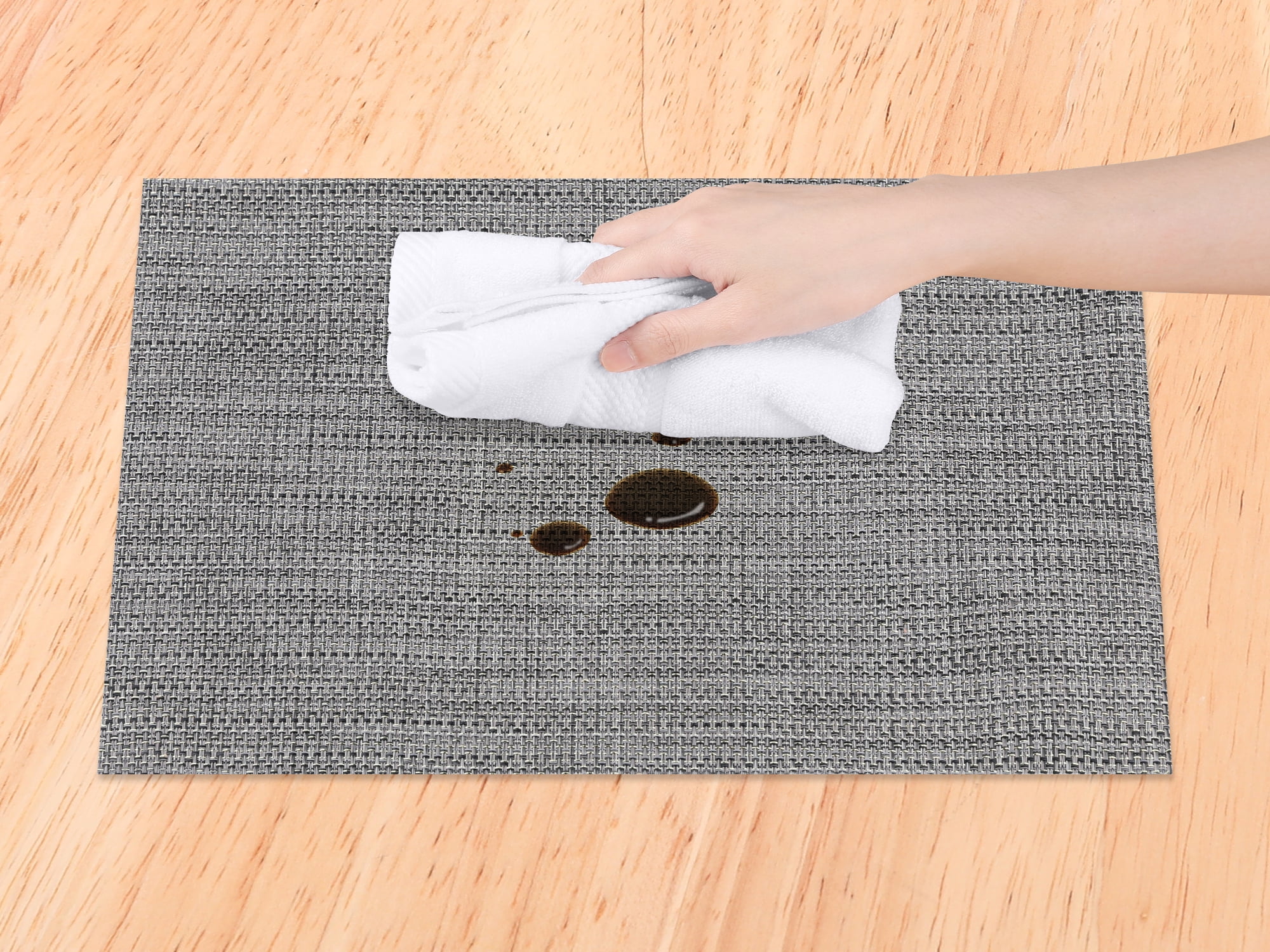 Unique Bargains Set of 6 Polyvinyl Chloride Solid Placemats Brown 18*12in