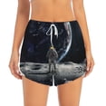 thumbnail image 2 of Gukieu Astronaut Standing In The Moon Print Women's Sports Shorts with Drawstring Elastic Waistband for Running, Yoga, Fitness-Medium, 2 of 7