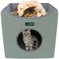 thumbnail image 4 of JESPET & GOOPAWS: Foldable Cat Condo - Sage Green - Cube House, Sleeper Bed Cave, Top Lying Surface, 2 Reversible Cushions, Hiding Place, 15.5 x 15", 4 of 8