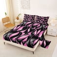 thumbnail image 2 of Manfei Black Pink Bed Sheets, Gradient Wave Striped Fuul Size Sheets, Black Reversible 4-Piece1 Flat Sheet + 1 Fitted Sheet + 2 Pillowcases, 2 of 6
