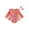 thumbnail image 1 of Gupgi Barboteuse-Robe d'Halloween pour Nouveau-Née Fille, Bébé, Manches Longues, Col Rond, Imprimé Citrouille, Combinaison avec Bandeau, 1 of 9
