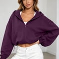 thumbnail image 2 of Zipper Hoodies For Women Cropped Trendy Soft Y2K Jackets Tops Womens Zip Up Hoodies Cropped Crewneck Sweatshirts Casual Jackets Y2K Clothes 2026 Fall Fashion, 2 of 4